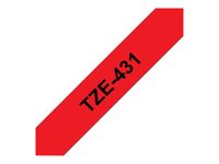 Brother TZe431 - Ruban d'étiquettes auto-adhésives - 1 rouleau (12 mm x 8 m) - fond rouge écriture noire
