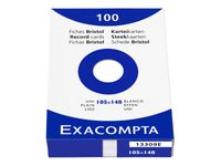 Exacompta - Pack de 100 Fiches Bristol - 10 x 14.8 cm - unies - non perforées - blanc