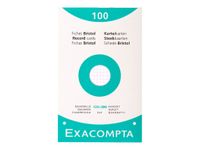 Exacompta - Pack de 100 Fiches Bristol - 12,5 x 20 cm - petits carreaux - perforées - blanc