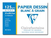 Clairefontaine Dessin à Grain - Pochette papier à dessin - 12 feuilles - A4 - 125 gr - blanc