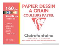 Clairefontaine Dessin à Grain - Pochette papier à dessin - 12 feuilles - 24 x 32 cm - 160 gr - blanc