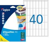 Apli Agipa - Etui A5 - 640 Étiquettes blanches multi-usages - 35 x 15 mm - coins arrondis - réf 114021