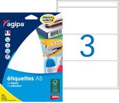 Apli Agipa - Etui A5 - 48 Étiquettes blanches multi-usages - 64 x 133 mm - coins arrondis - réf 114024