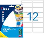 Apli Agipa - Etui A5 - 192 Étiquettes blanches multi-usages - 32 x 70 mm - coins arrondis - réf 114026
