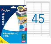 Apli Agipa - Etui A5 - 720 Étiquettes blanches multi-usages - 12,8 x 38 mm - coins arrondis - réf 114044