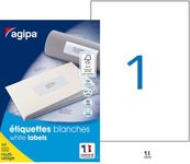 Apli Agipa - 100 Étiquettes adhésives blanches multi-usages - 210 x 297 mm - coins droits - réf 119004