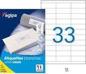 Apli Agipa - 3300 Étiquettes adhésives blanches multi-usages - 70 x 25 mm - coins droits - réf 119007