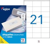 Apli Agipa - 2100 Étiquettes adhésives blanches multi-usages - 70 x 42 mm - coins droits - réf 119009