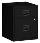 Caisson mobile métallique monobloc - H52 x L41 x P40 cm - 2 tiroirs - noir