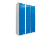 Vestiaire Industrie Salissante monobloc - 3 portes - H180 x L120 x P50 cm - gris/bleu