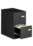 Classeur métallique monobloc professionnel - 2 tiroirs - H71 x L41 x P62 cm - noir