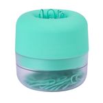 Distributeur trombones vert émeraude magnétique soft touch avec base translucide et 50 trombones