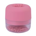 Distributeur de trombones rose magnétique soft touch avec base translucide et 50 trombones 28 mm