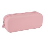 Trousse rectangulaire en silicone rose Up North avec zip imperméable - style contemporain et nettoyage facile