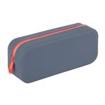 Trousse silicone bleu gris NEON avec fermeture fluo - design urbain et entretien facile