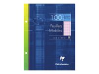 Clairefontaine - feuilles simples 17x22 cm - 100 pages - grands carreaux (Seyes) - perforées - rose