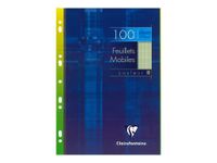 Clairefontaine - feuilles simples A4 - 100 pages - grands carreaux (Seyes) - perforées - vert
