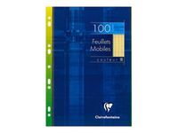 Clairefontaine - feuilles simples A4 - 100 pages - grands carreaux (Seyes) - perforées - jaune