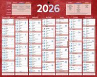 Calendrier bancaire année civile BOUCHUT "215 Rouge" 21 x 26,5 cm coloris rouge Pefc 70 %