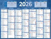 Calendrier bancaire année civile BOUCHUT "222 Bleu" 32 x 42 cm coloris bleu Pefc 70 %