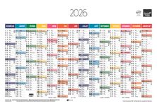 Quo Vadis Arc en Ciel - Calendrier horizontal 12 mois sur 1 face - 43 x 65 cm