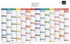 Quo Vadis - Calendrier mural - Français - Arc en ciel - Arc-en-ciel - 14 mois de décembre à janvier - 65x40,5 cm - Papier Clairefontaine blanc - Fabrication française