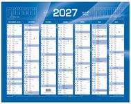 Quo Vadis - Calendrier mural - Français - Classic - Bleu - 14 mois de décembre à janvier - 43x33,5 cm - Papier Clairefontaine blanc - Fabrication française