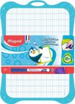 Maped - Kit ardoise blanche avec des motifs grille bleue - avec feutre et effaceur  - grands carreaux (seyes) - cadre bleu