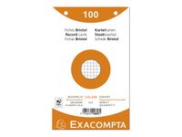Fiches bristol quadrillées 5x5 perforées Exacompta – 125 x 200 mm – Paquet de 100 – Couleurs assorties