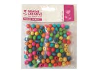 Graine Creative - sachet de 100 perles en bois - 1 cm de diamètre - couleurs variée