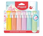 Maped Fluo Peps Pastel - Pack de 6 surligneurs - couleurs assorties