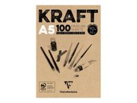Clairefontaine Kraft - Bloc de dessin encollé - A5 - 100 feuilles - 90 gr