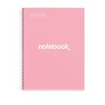 Notebook Emotions, Couverture rigide, A4, quadrillage 5x5 mm, 80 feuilles de 1 couleur, Miquelrius, Rose.