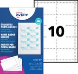 Avery - 200 inserts imprimables pour badges - 54 x 90 mm - 190 g/m² - blanc