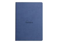 RHODIA Rhodiarama - Cahier de notes - reliure piquée - A5 (148 x 210 mm) - 32 feuilles / 64 pages - papier ivoire - ligné - couverture bleu saphir - similicuir