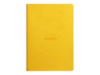 RHODIA Rhodiarama - Cahier de notes - reliure piquée - A5 (148 x 210 mm) - 32 feuilles / 64 pages - papier ivoire - ligné - couverture jaune jonquille - similicuir