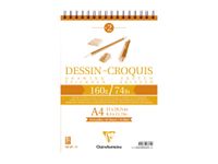 Clairefontaine - Bloc dessin croquis à spirale - A4 - 35 feuilles - 160 gr