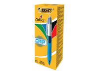 "BIC 4 Colours Grip - Bolígrafo  de 4 colores - negro, rojo, azul, verde - 1 mm - medio - retractil "