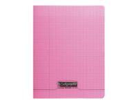 Calligraphe 8000 - Cahier polypro 17 x 22 cm - 48 pages - grands carreaux (seyès) - rose
