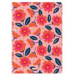 Carnet A6 ligné/petits carreaux Salto fleurs roses orange