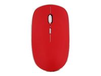 T'nB RUBBY - Ratón - ergonómico - óptico - 3 botones - inalámbrico - 2.4 GHz - receptor inalámbrico USB - plata, rojo