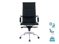 Fauteuil de bureau WARREN - accoudoirs fixes - cuir noir