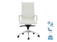 Fauteuil de bureau WARREN - accoudoirs fixes - cuir blanc