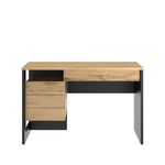 Bureau droit RUSSEL - 119 cm - 1 porte - Chêne helvezia et uni noir
