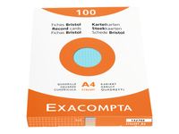 Exacompta - Pack de 100 Fiches Bristol - A4 - petits carreaux - couleurs assorties