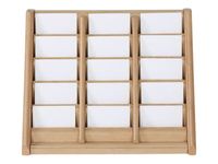 INOVSHOP - Présentoir de carte de visites mural - 3 x 5 compartiments - bois foncé