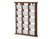 INOVSHOP - Présentoir de cartes de visite mural - 3 x 5 compartiments - finition bois foncé
