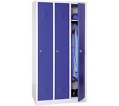 Vestiaire industrie propre monobloc 3 colonnes - H180 x L90 x P50 cm - gris/bleu