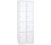 Vestiaire 2 colonnes soit 8 cases monobloc - H180 x L60 x P50 cm - blanc