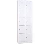 Vestiaire 2 colonnes soit 10 cases monobloc - H180 x L60 x P50 cm - blanc